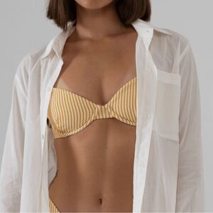 Montce Swim Canary Stripe Dainty Bikini Top XS Yellow & White Stripe